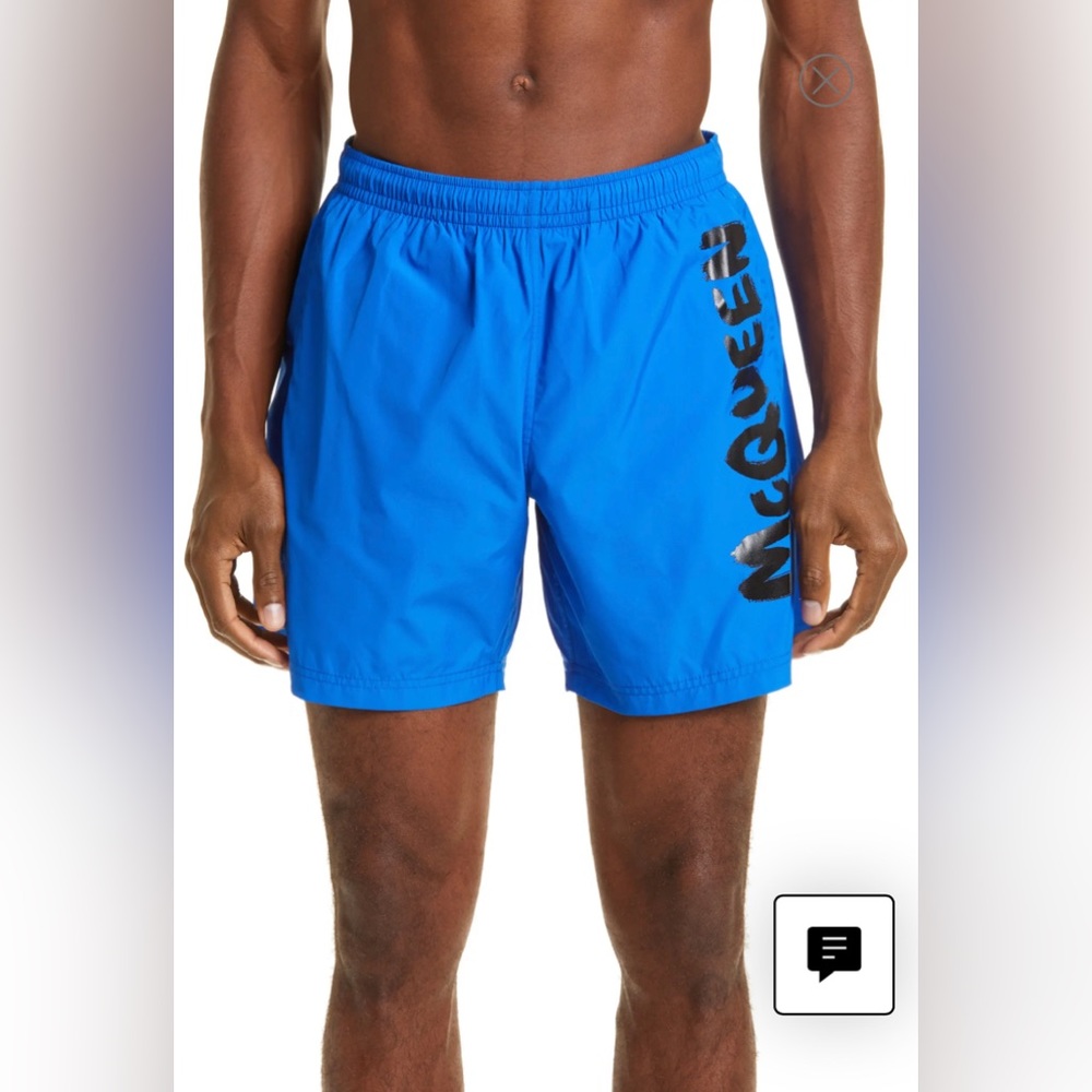 NWT Auth. Alexander MCQUEEN Graffiti Logo Swim Trunks Sz L ITALY